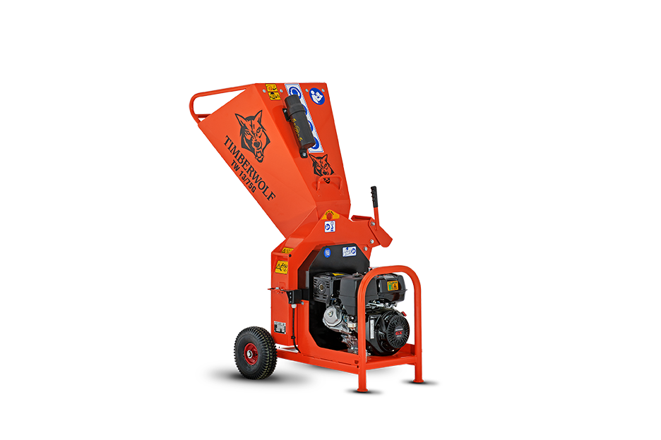chipper3 Orange Timberwolf wood chipper machine on wheels with transparent background