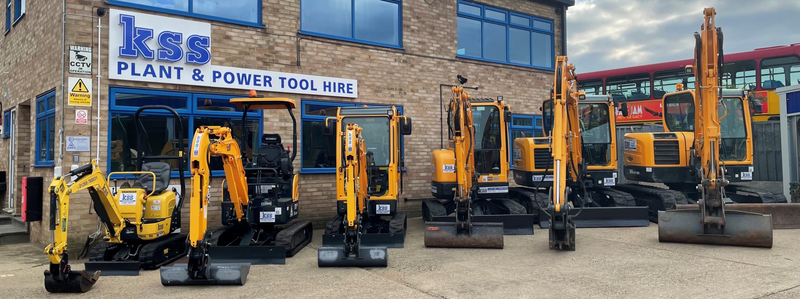 Fleet of Diggers outside the Kss Hire office