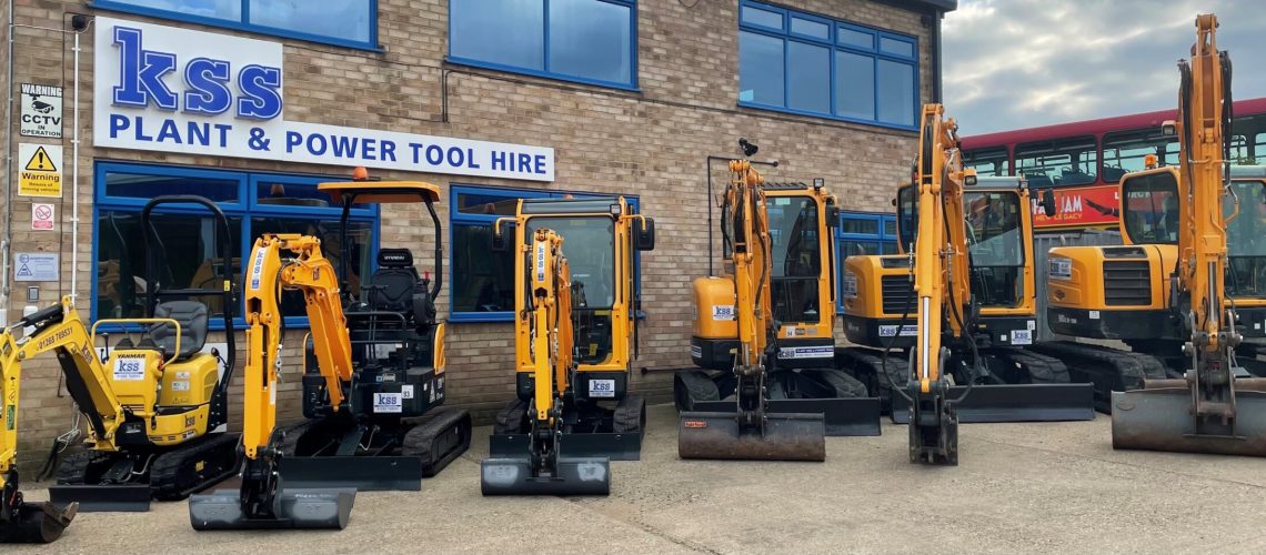 Fleet of Diggers outside the Kss Hire office